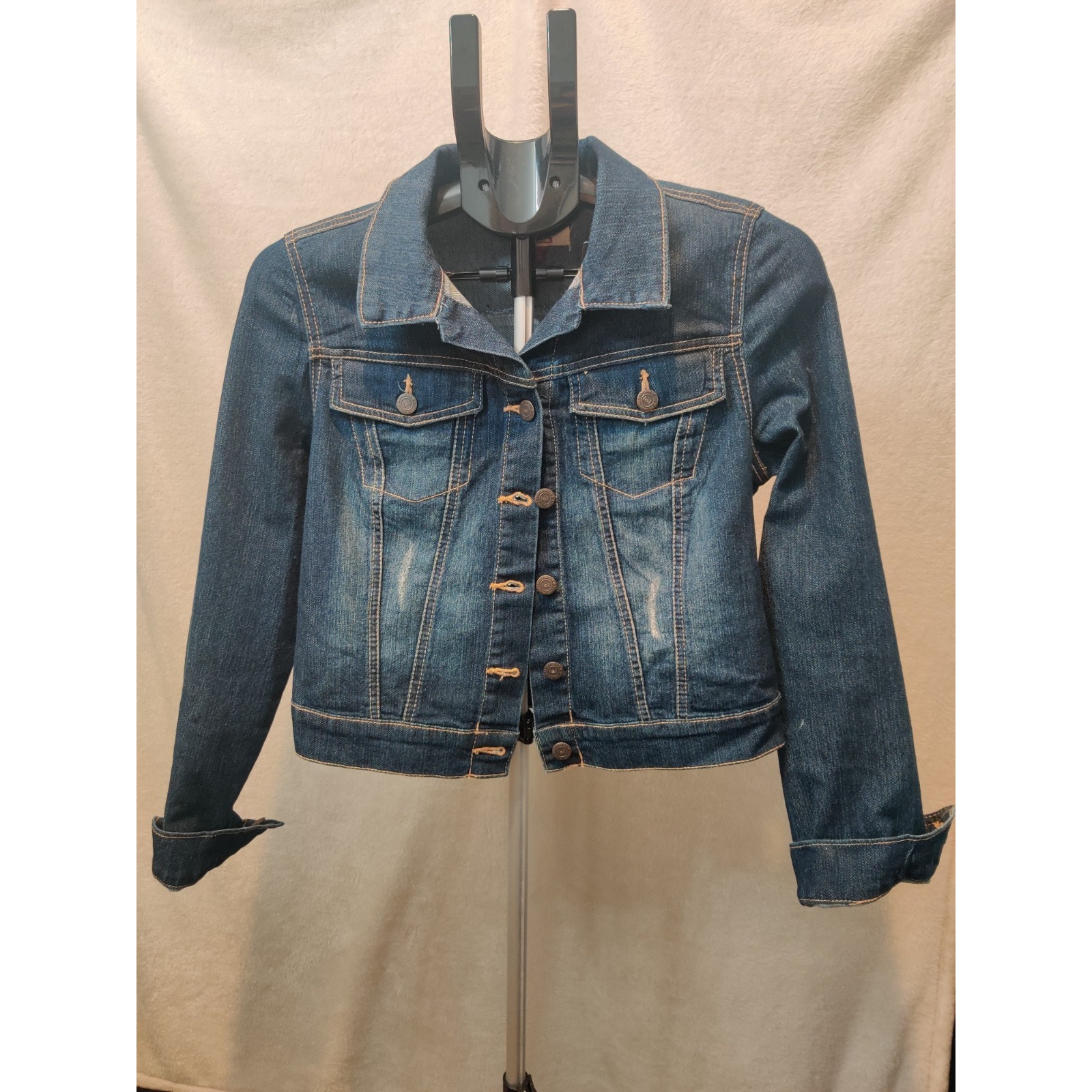 Vintage Lei Jean Jacket Women's Size Small Crop Top Jacket Long Sleeve